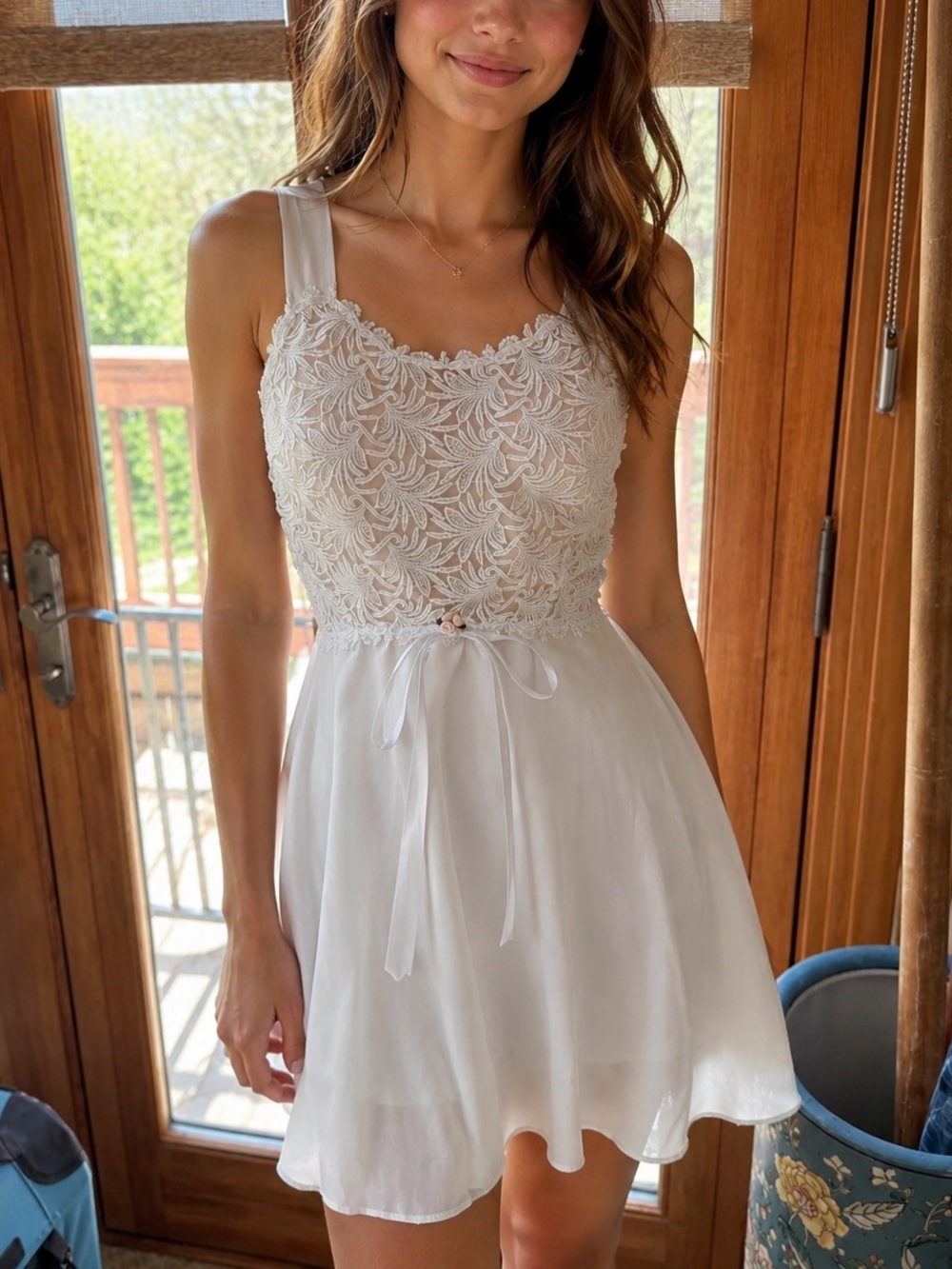 Flora Nikrooz 90s NWT nightgown babydoll lingerie chemise dress bridal sz M bow